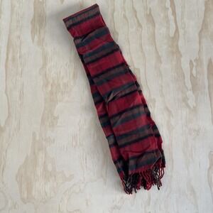 Irish County Tartan Scarf Womens One Size Red Wool Striped Fringe Tipperary